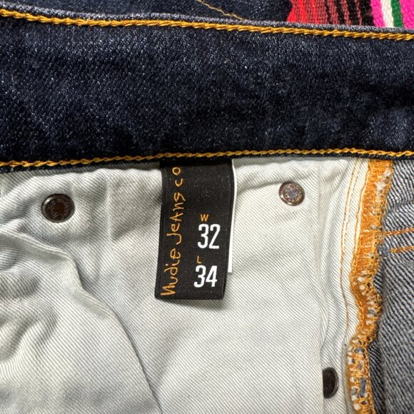 Nudie Jeans Co. Men 32x32 Lean Dean Slim Dark Worn Navy Blue Made in Italy READ - Picture 9 of 11